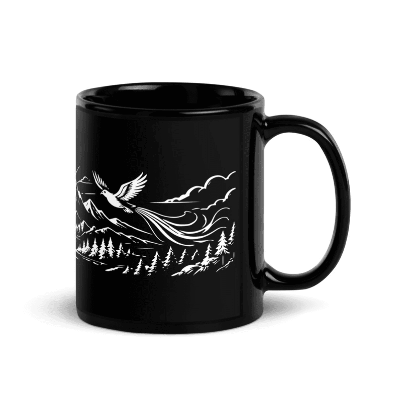 Mountain Sunset Mug – Elegant Black — Black / 11 oz — product mockup